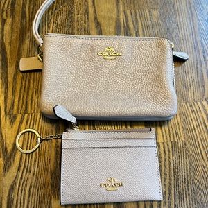 NWOT Coach Double Corner Zip Wristlet and matching skinny ID wallet